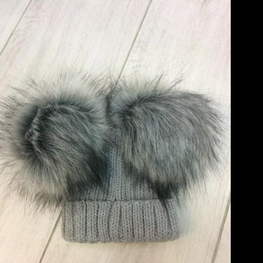 DOUBLE FAUX FUR POMPOM HAT