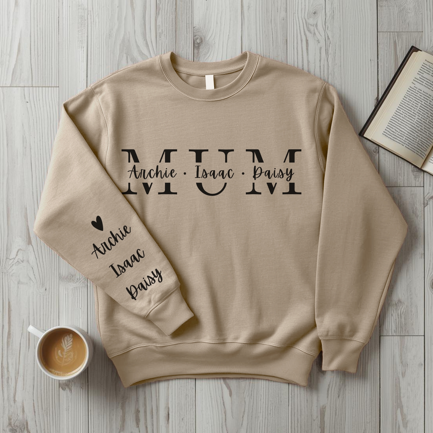 Personalised Mum Sweater with Kids Names - Custom Mothers Day Jumper