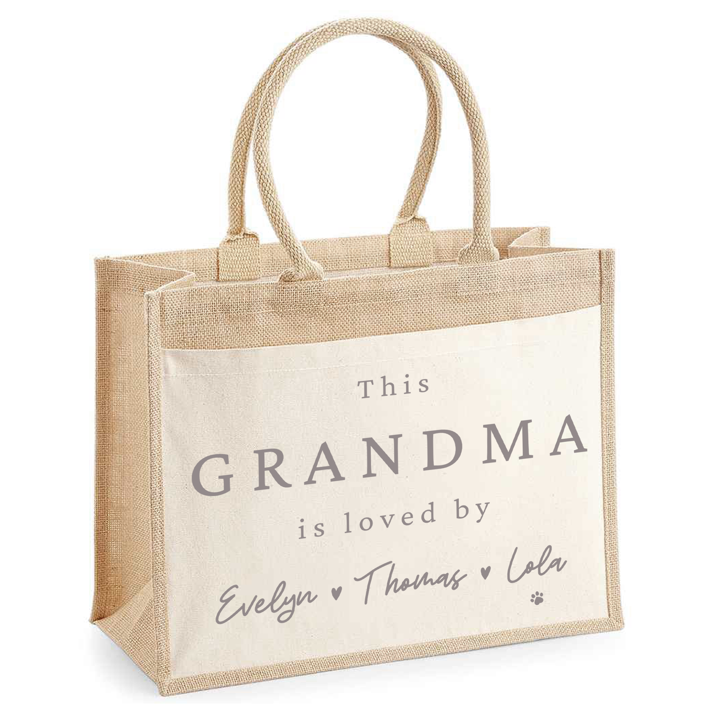 Personalised I Am Loved Bag For Her - Hessian Shopper Tote Bag for Mothers Day