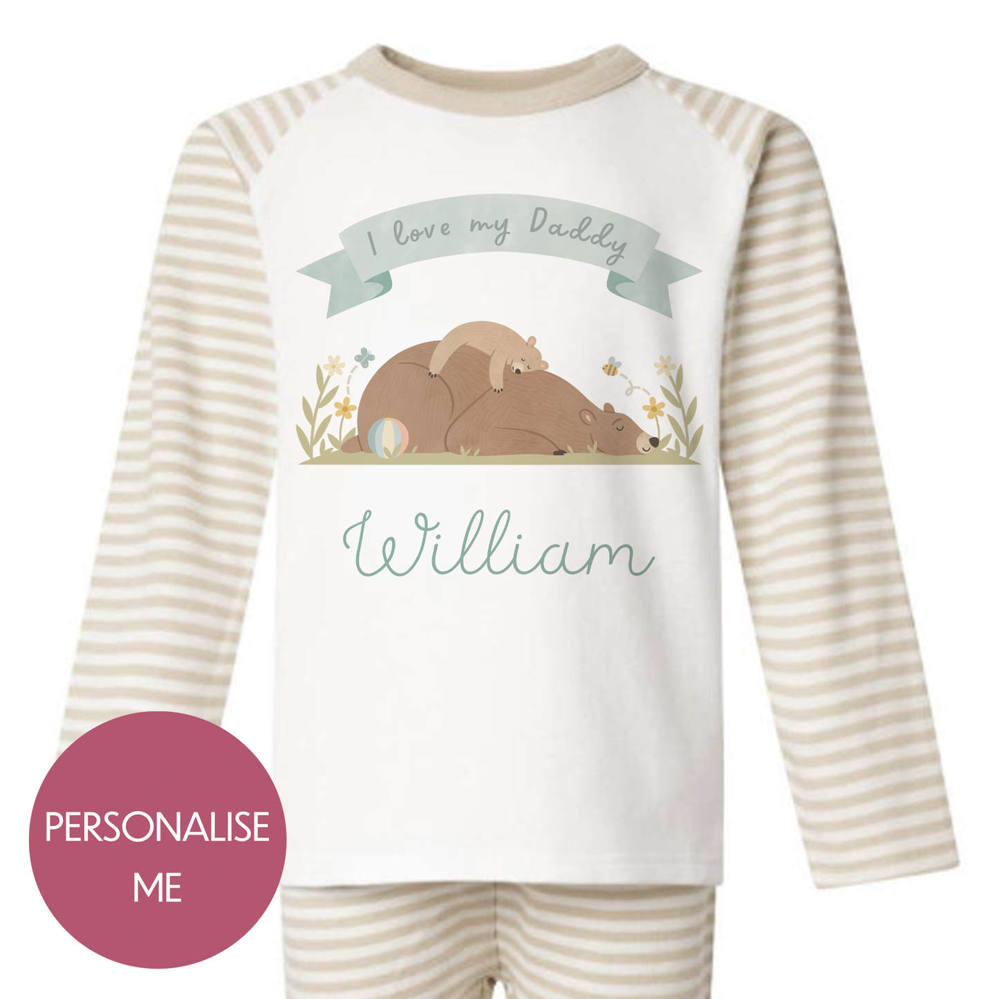 I Love My Daddy - Personalised Kids Pyjamas - Stripe Set