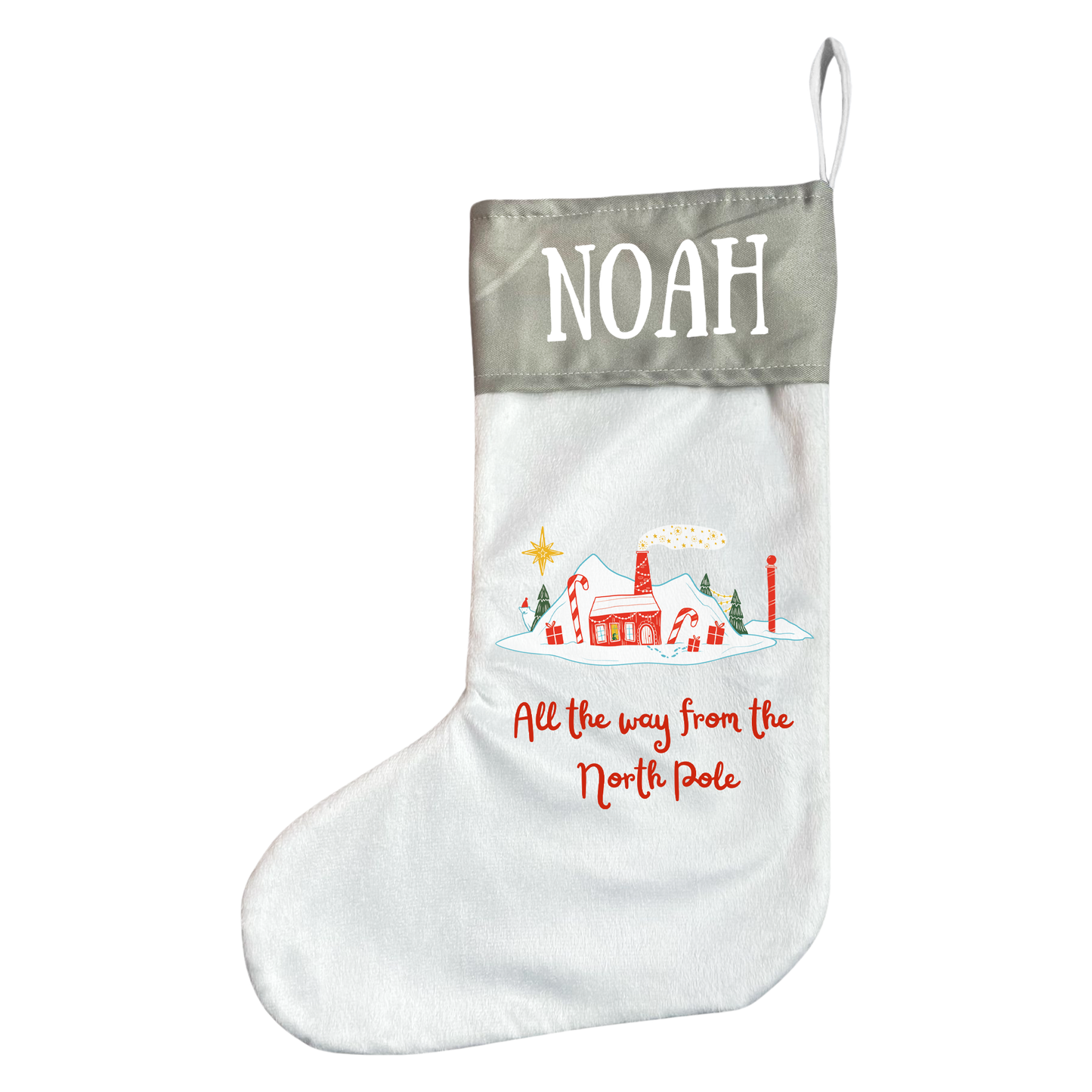 Personalised Santa Tracker North Pole Christmas Stocking