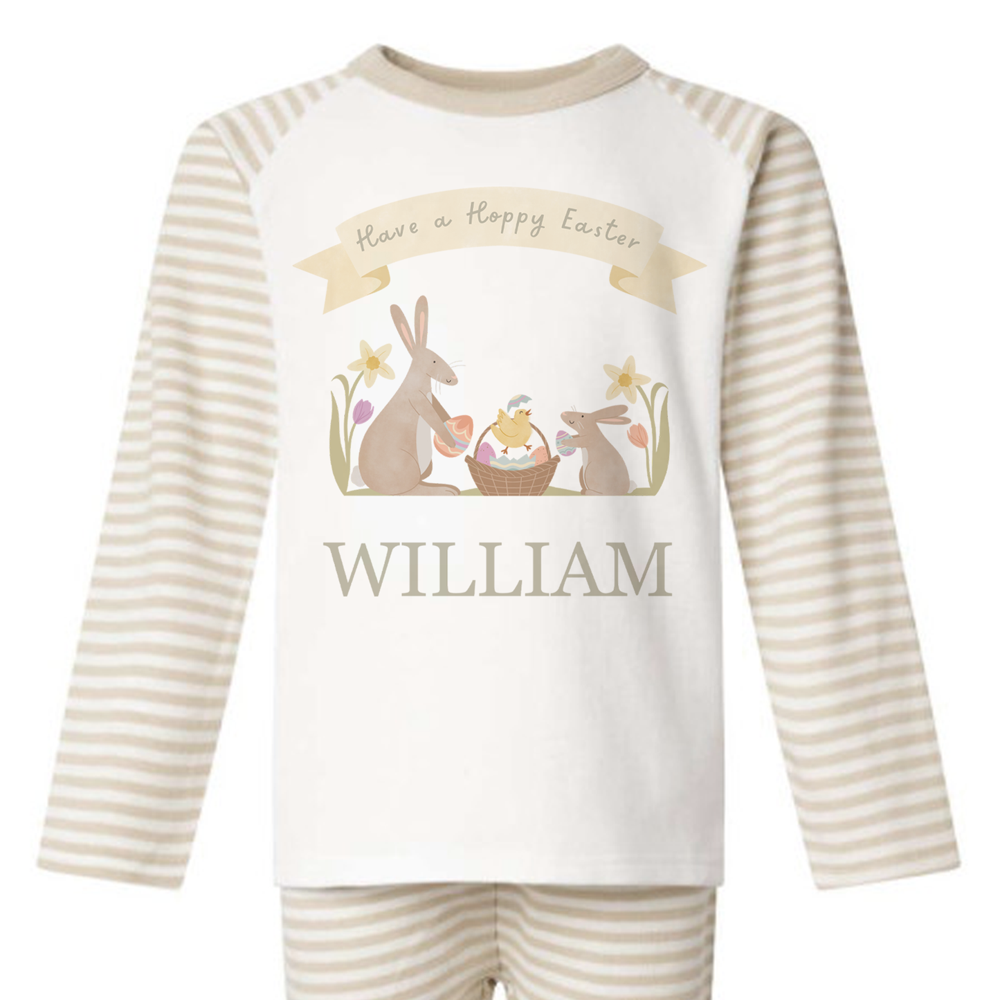 Hoppy Easter - Personalised Kids Pyjamas - Stripe Set