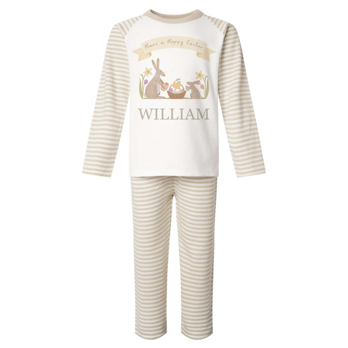Hoppy Easter - Personalised Kids Pyjamas - Stripe Set
