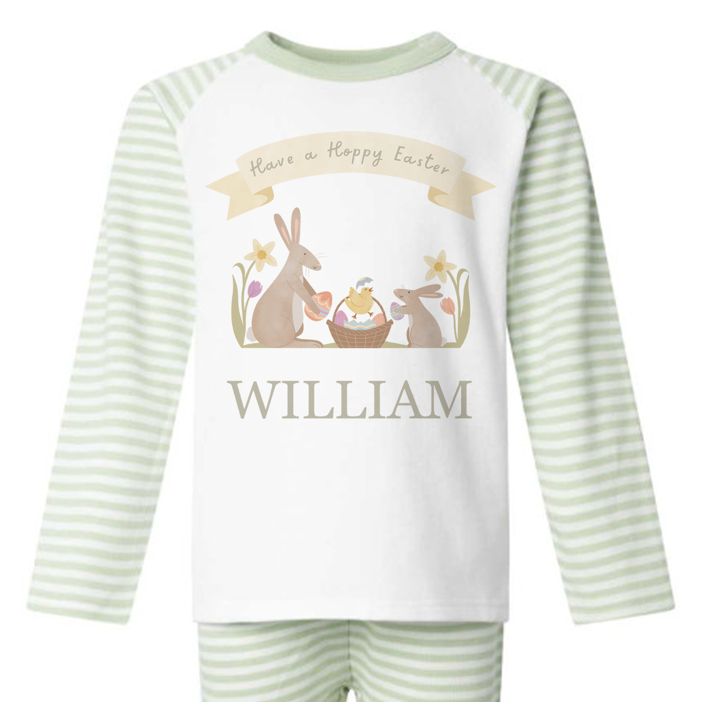 Hoppy Easter - Personalised Kids Pyjamas - Stripe Set