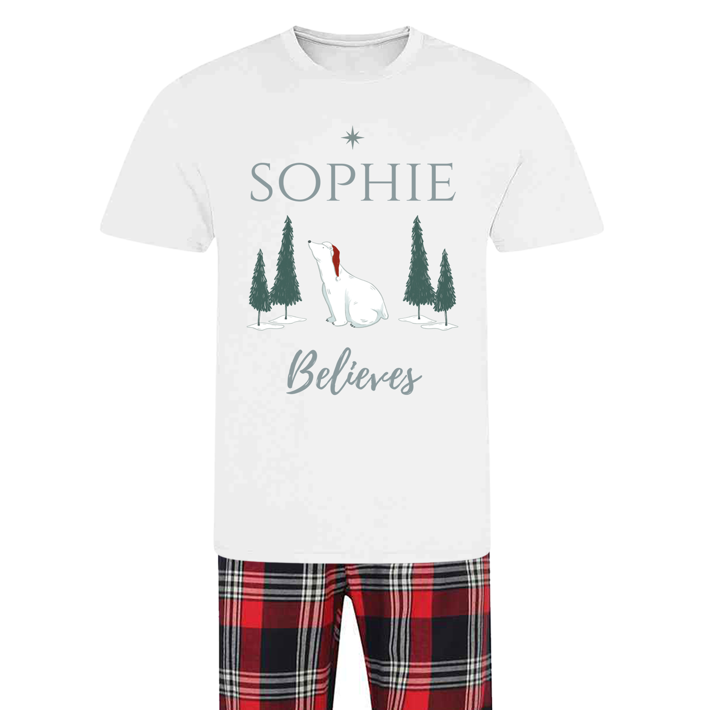 Personalised I Believe Family Christmas Pyjamas - Mix and Match Tartan Style