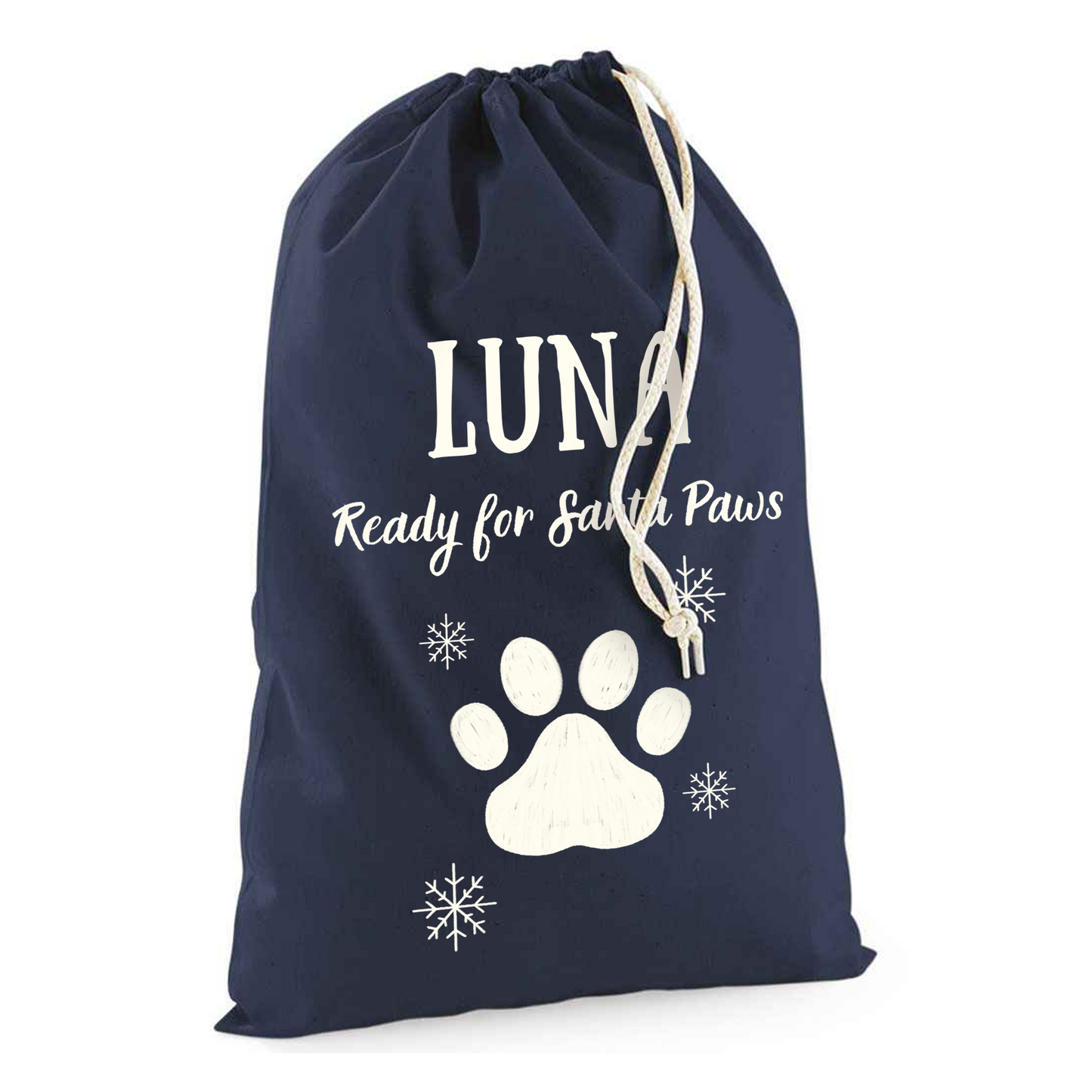 Pets Paw Print Christmas Sack Personalised