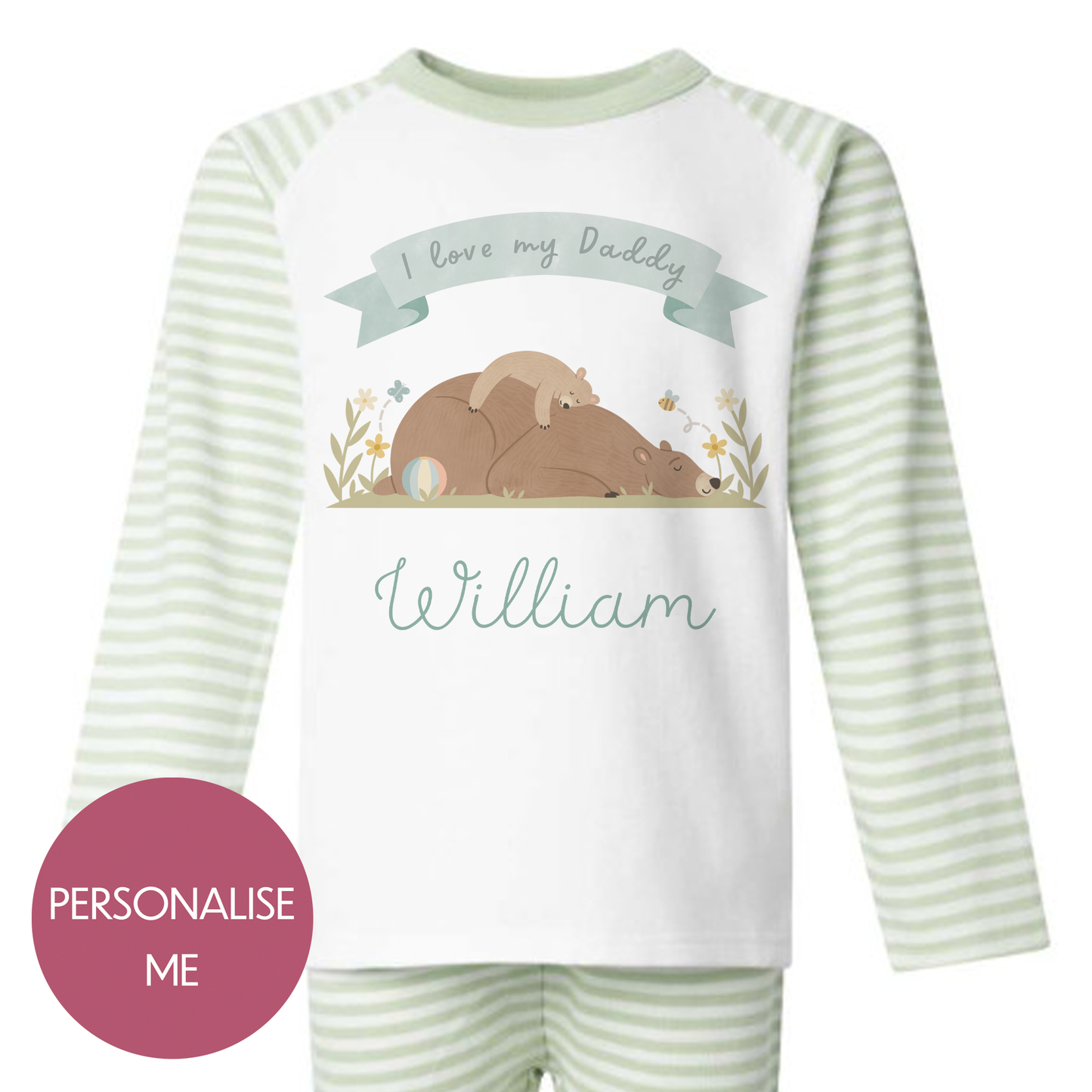 I Love My Daddy - Personalised Kids Pyjamas - Stripe Set