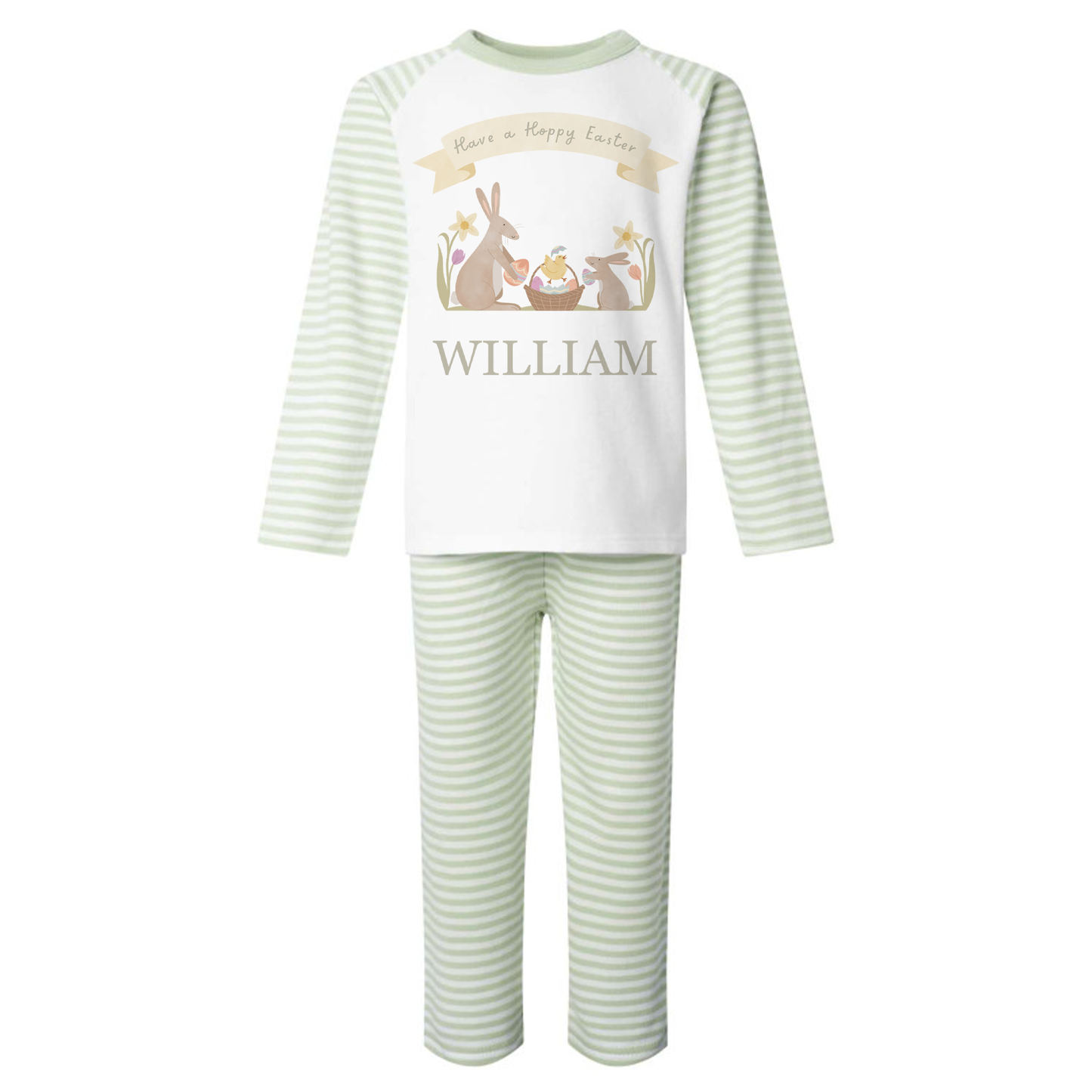 Hoppy Easter - Personalised Kids Pyjamas - Stripe Set