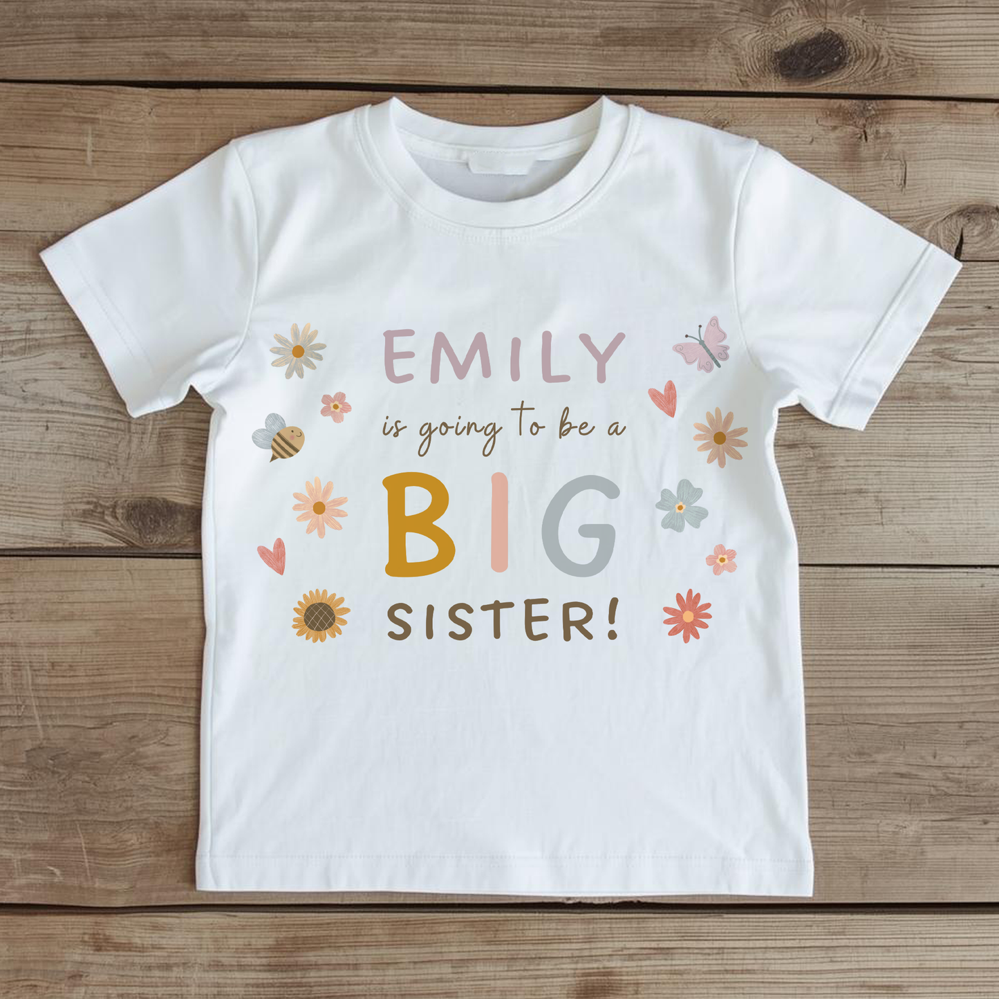Personalised Big Sister Announcement T-Shirt - Pregnancy Reveal Top for Girls