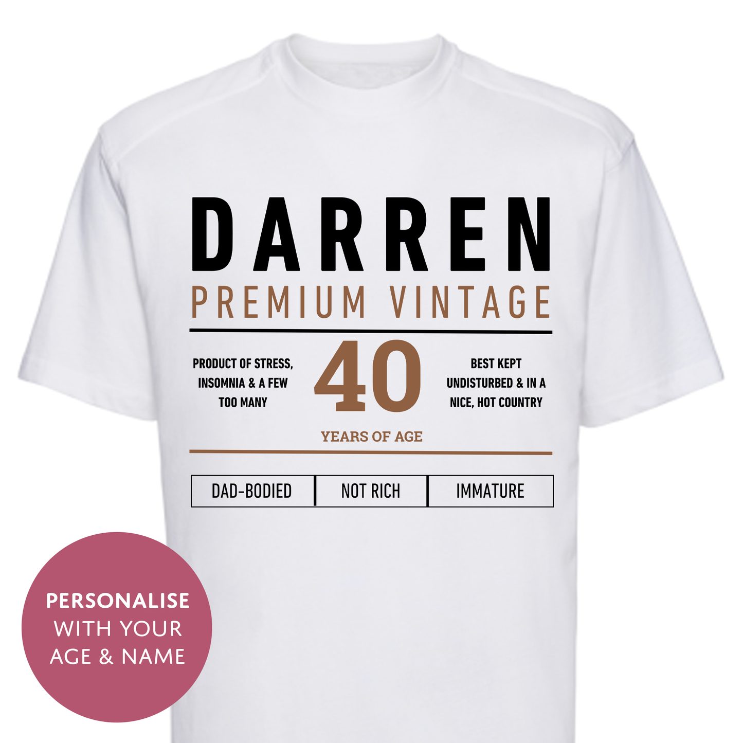 Personalised Funny Dad Whisky Lover T-Shirt - Custom Age Fathers Day Top For Him