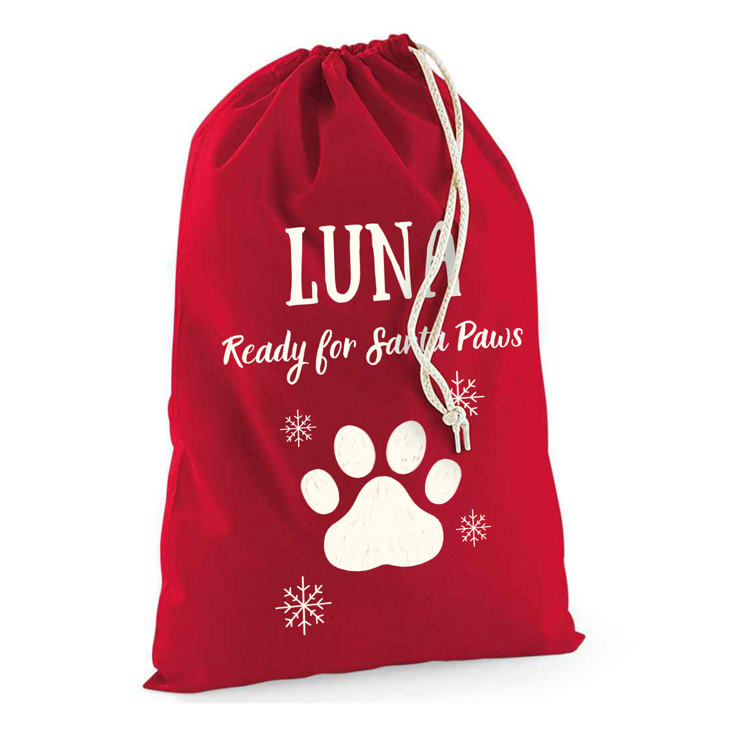 Pets Paw Print Christmas Sack Personalised