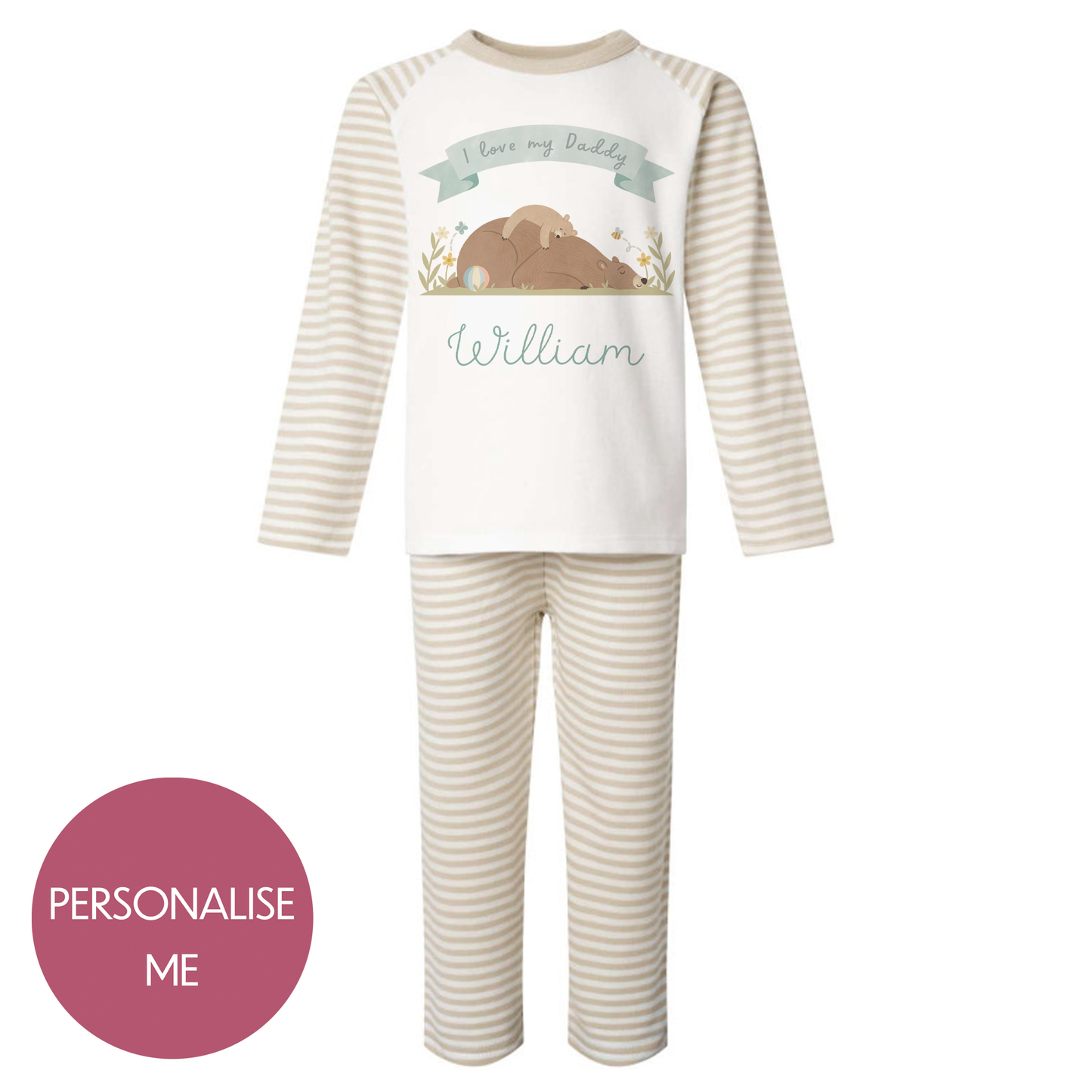 I Love My Daddy - Personalised Kids Pyjamas - Stripe Set