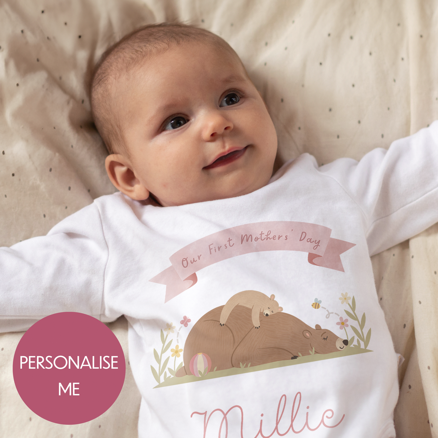 Our First Mothers' Day Personalised Bear Babygrow - My First Custom Romper - Gift for Mummy