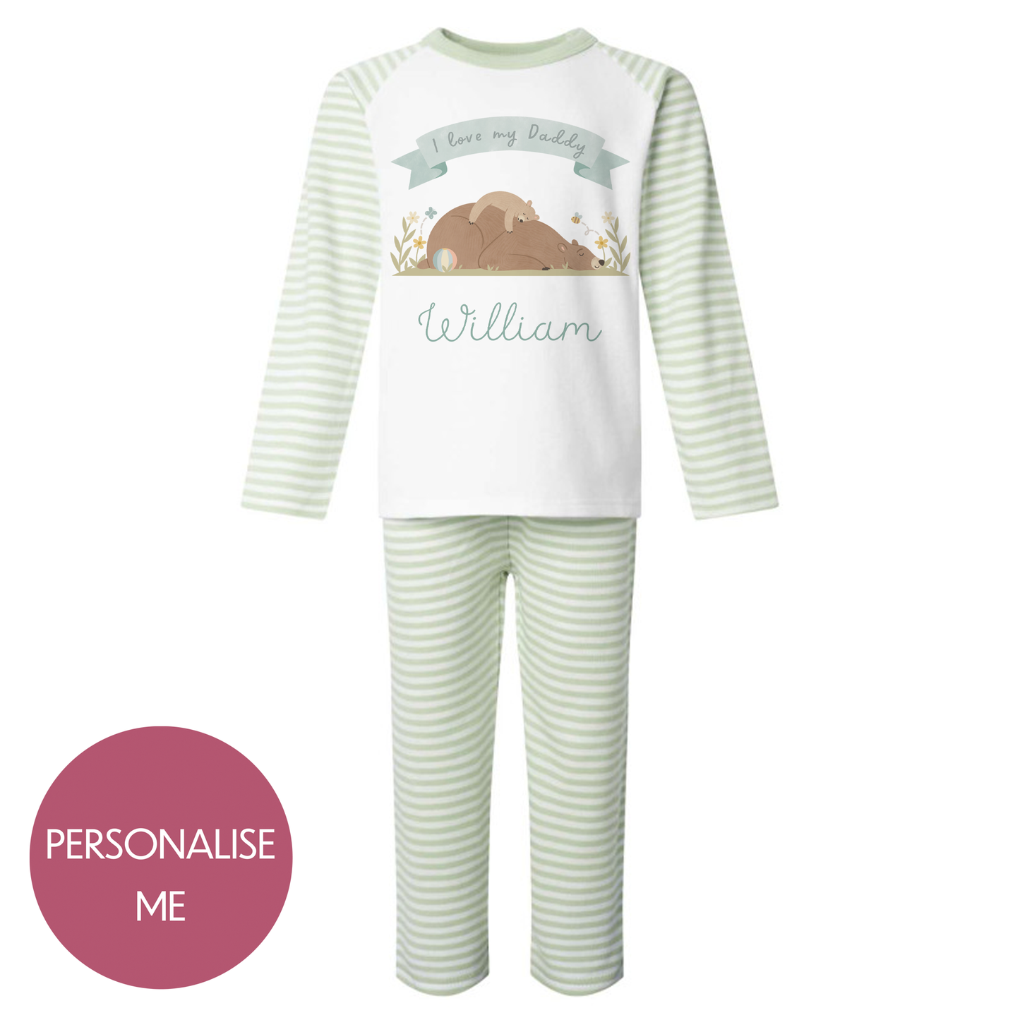 I Love My Daddy - Personalised Kids Pyjamas - Stripe Set