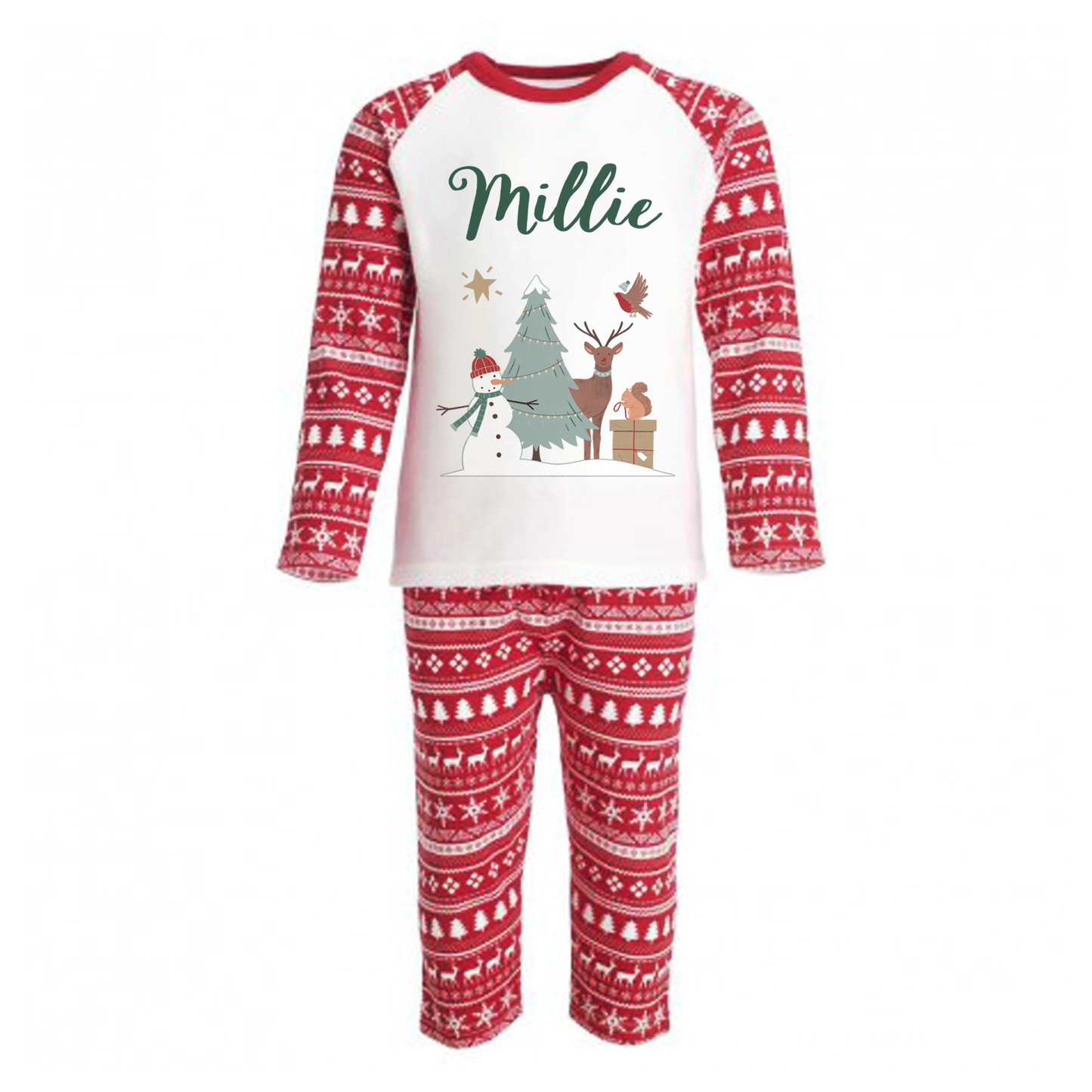 Personalised Festive Forest Pyjamas - Kids and Adults - Unisex Christmas PJ Set