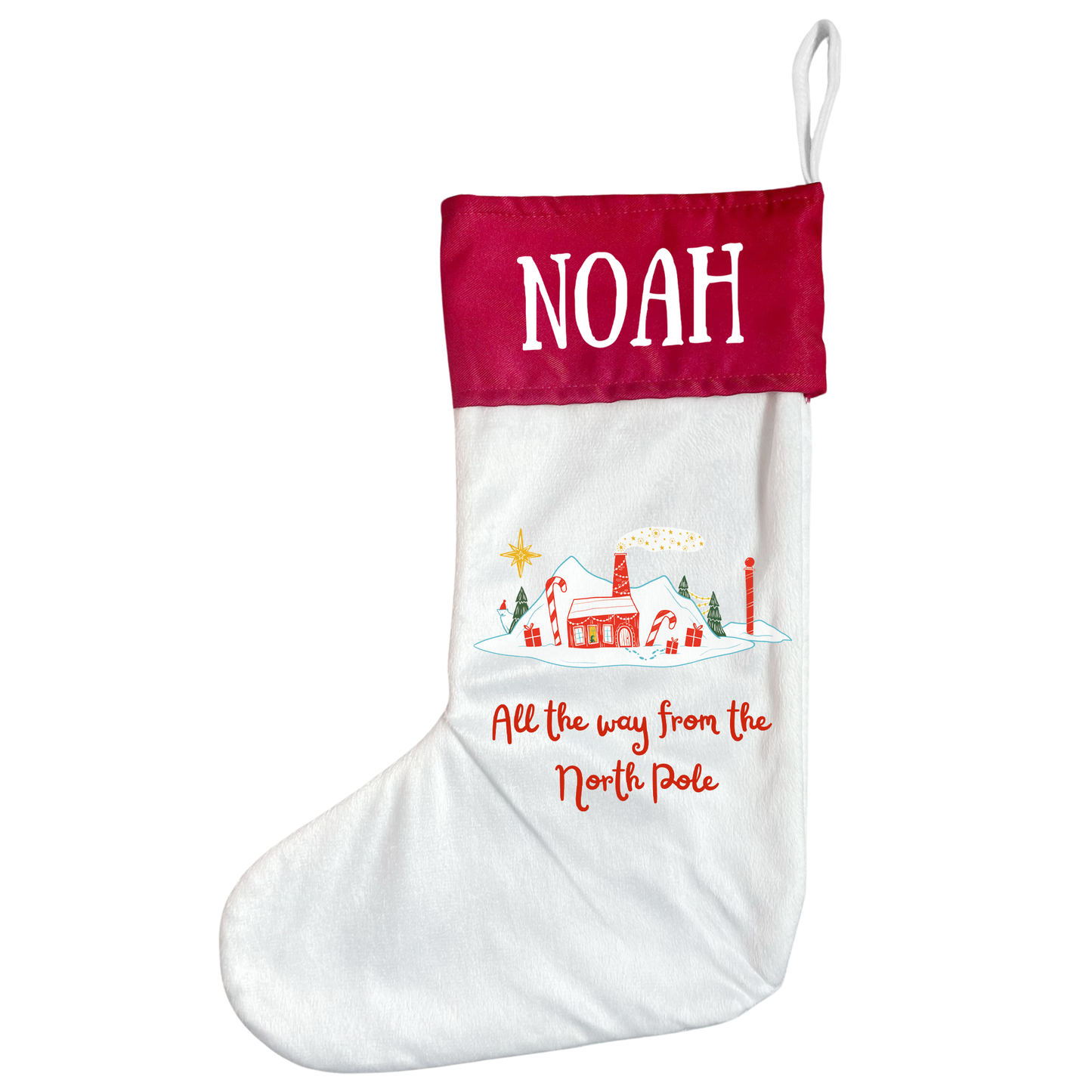 Personalised Santa Tracker North Pole Christmas Stocking