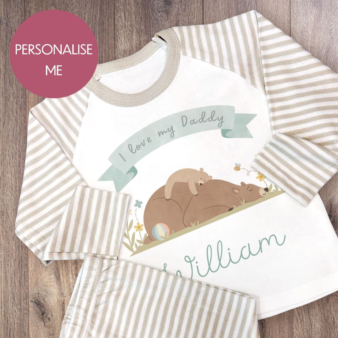 I Love My Daddy - Personalised Kids Pyjamas - Stripe Set
