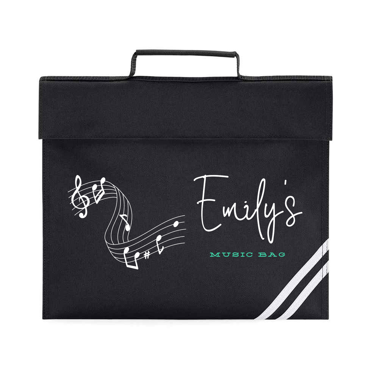 Personalized Music Staff Bag with Swirl Design