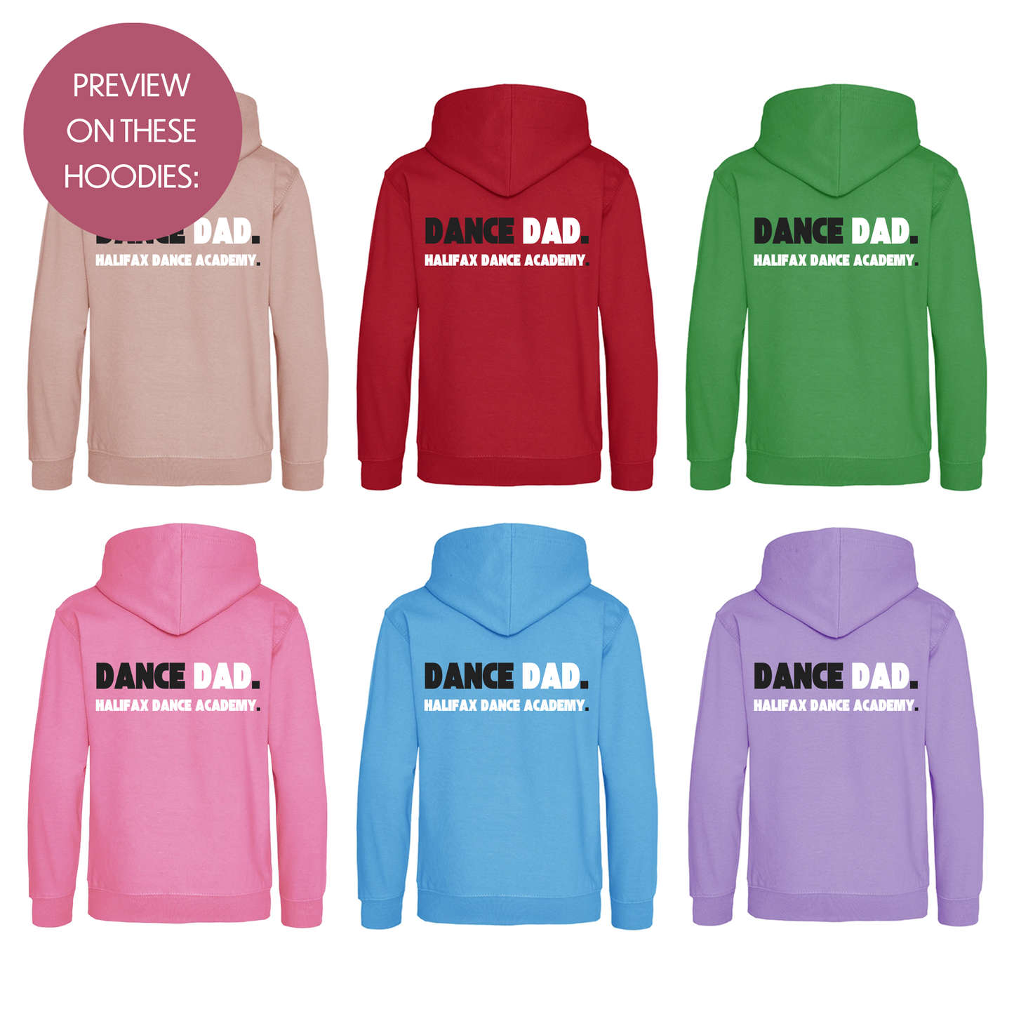 Personalised Dance Mum Dad Hoodie - Customised Unisex Adults Dancing Support Pullover - Varsity Style Competition Jumper