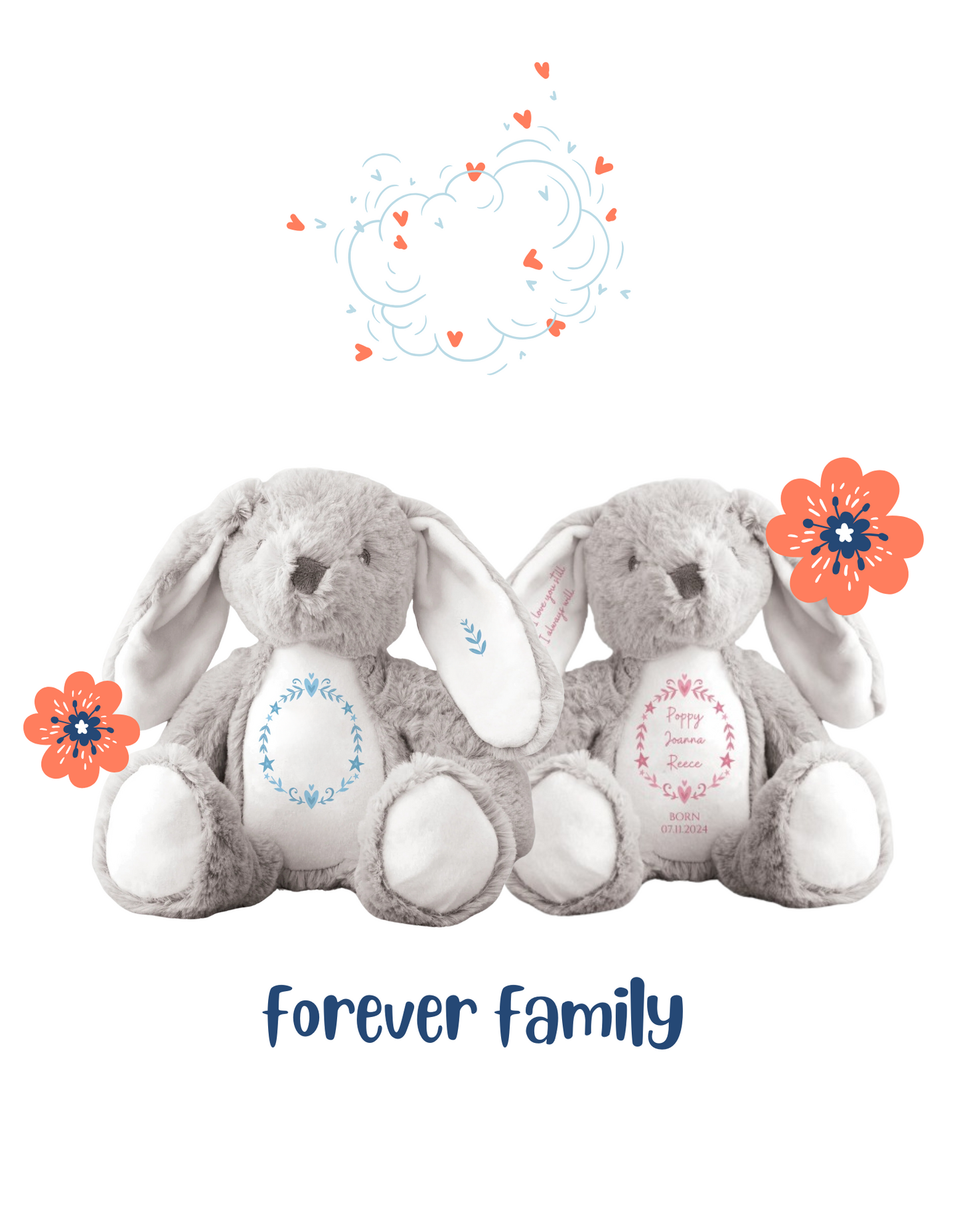 Personalised 'New Baby' Forever Bunny Teddy