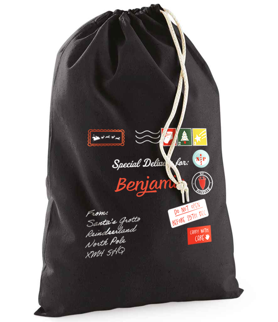 Personalised Mail Sack with Christmas Gifts 100% Cotton