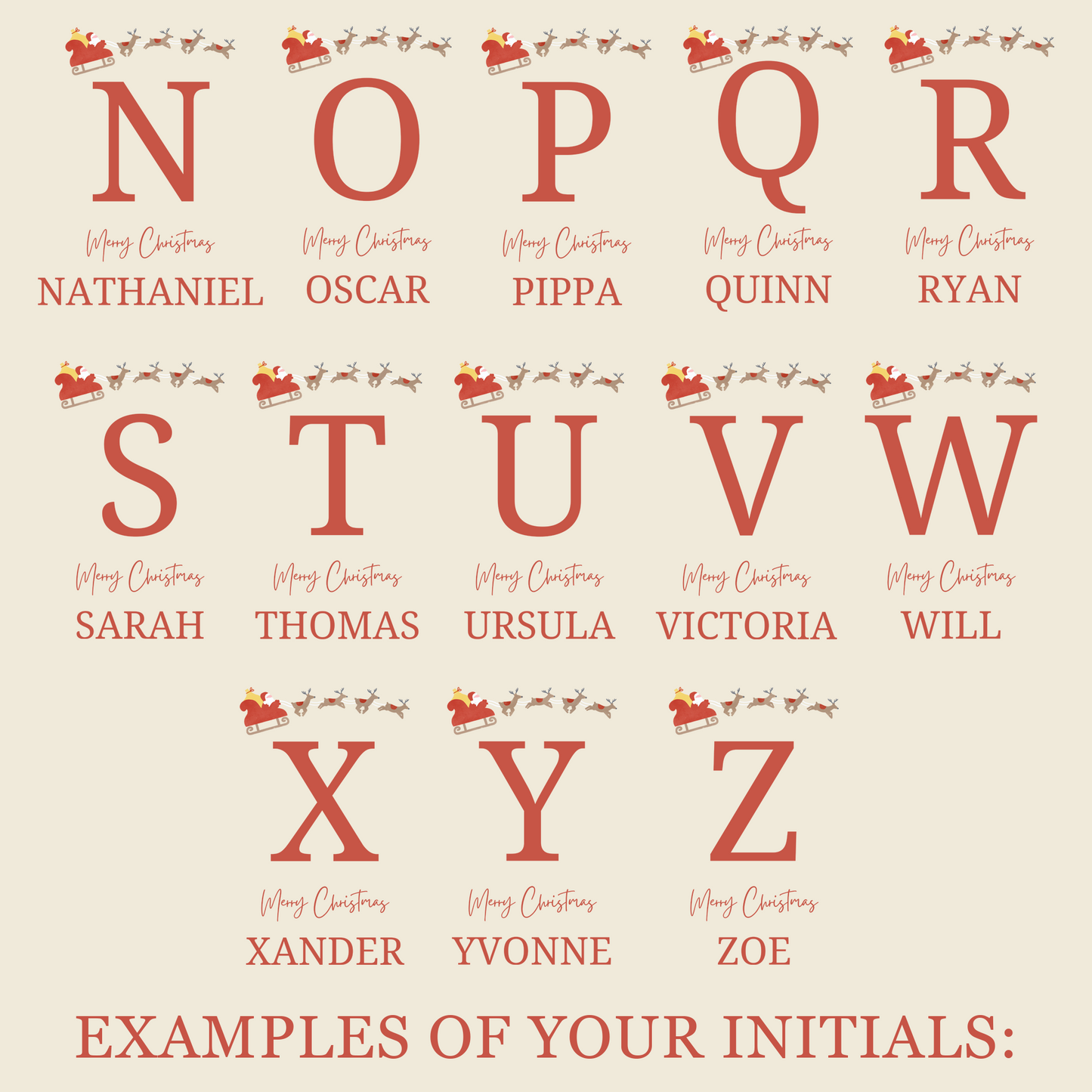 Santas Sleigh Initial Christmas Sack