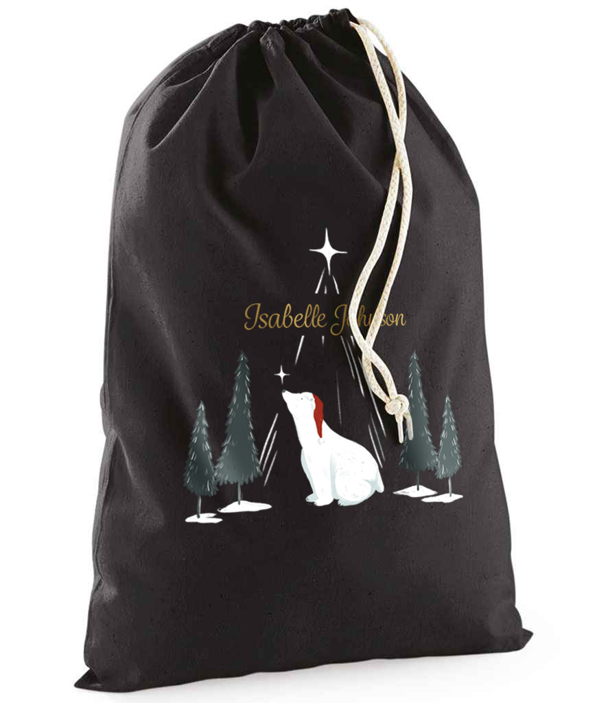 Personalised Arctic Magic Sack with Christmas Gifts 100% Cotton