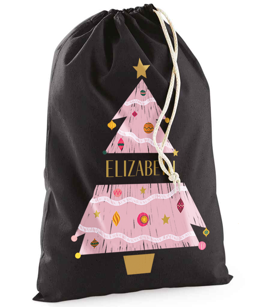 Personalised Festive Tree Sack with Christmas Gifts 100% Cotton