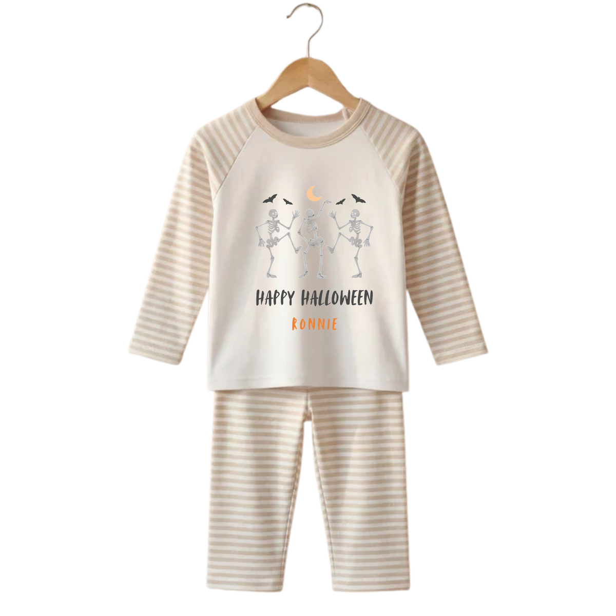 Personalised Dancing Skeletons Spooky Halloween Kids Pyjamas Set