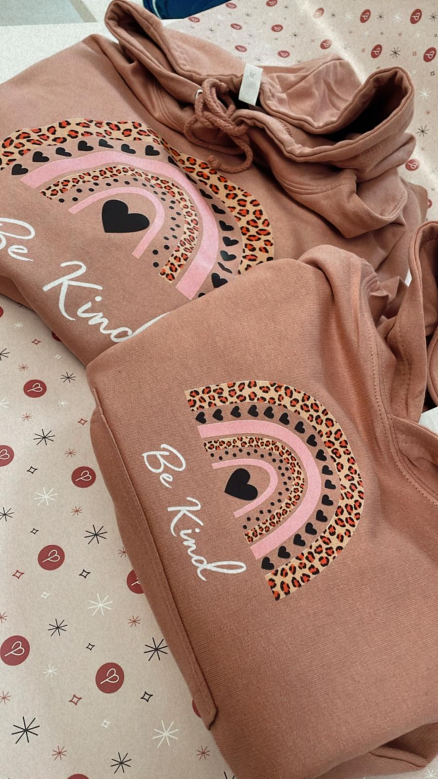 Dusty Pink Adults Be Kind Rainbow Hoodie