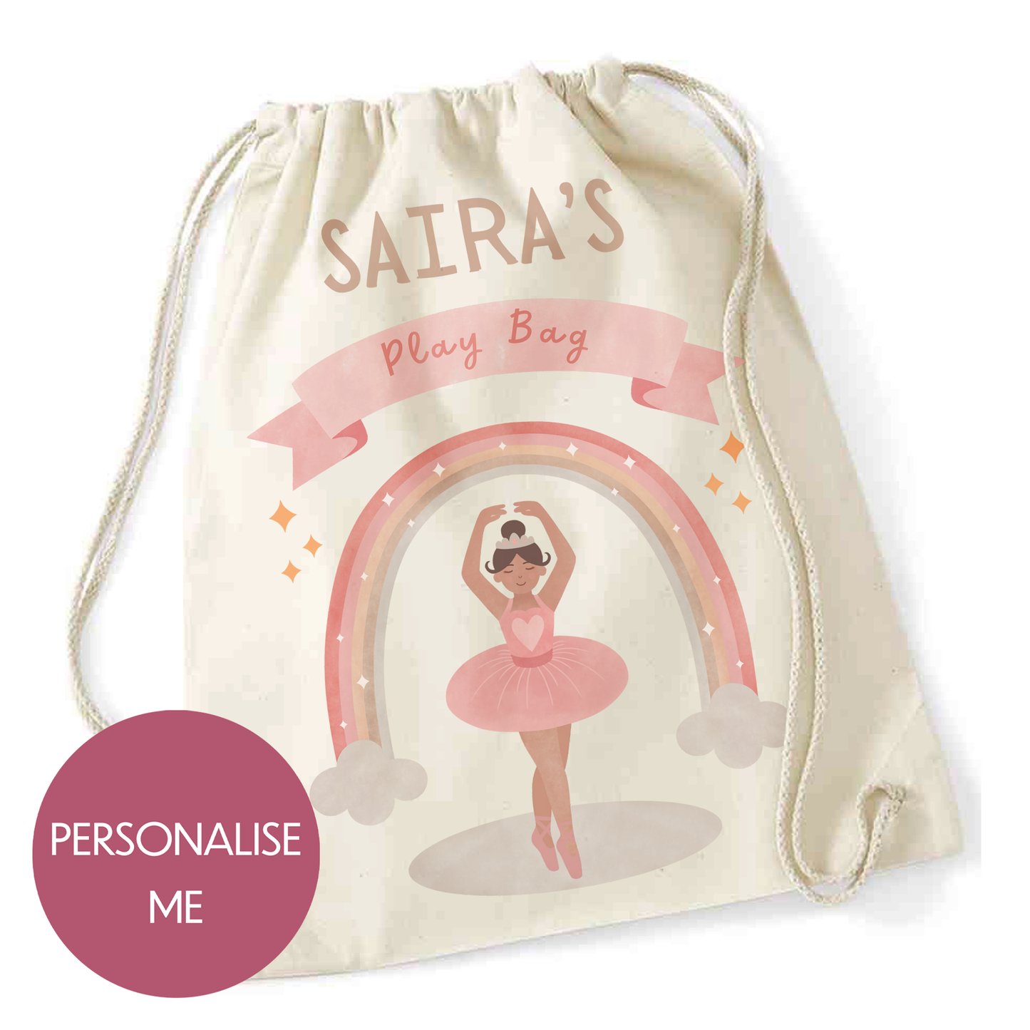 Personalised Drawstring Play Bag for Kids, Custom Toy Bag, Add Your Name, For Baby & Children, Nursery and Primary School, Boys and Girls