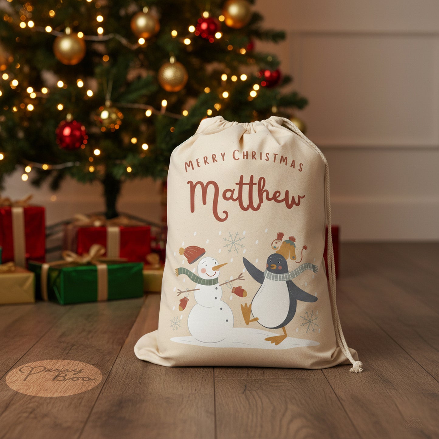 Personalised Christmas Countdown Gift Sack - Winter Friends