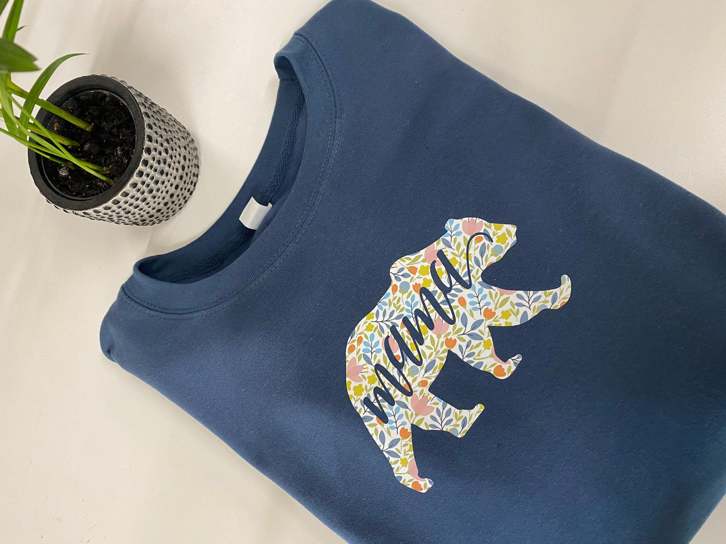 Teal floral mama bear jumper