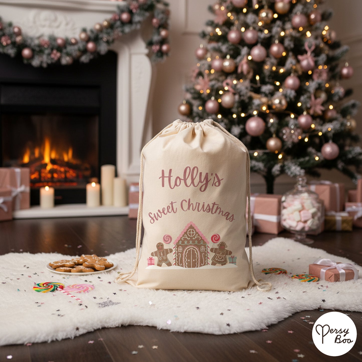 Personalised My Sweet Christmas Gift Sack - Gingerbread Design