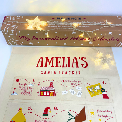 Personalised Fabric Christmas Advent Calendar - Santa Tracker