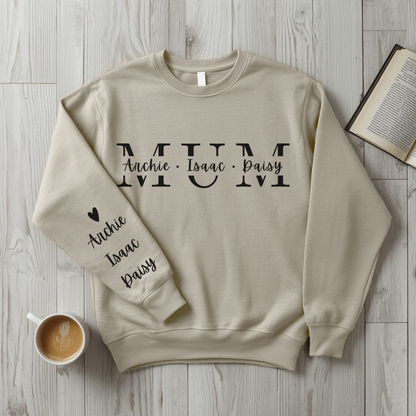Personalised Mum Sweater with Kids Names - Custom Mothers Day Jumper