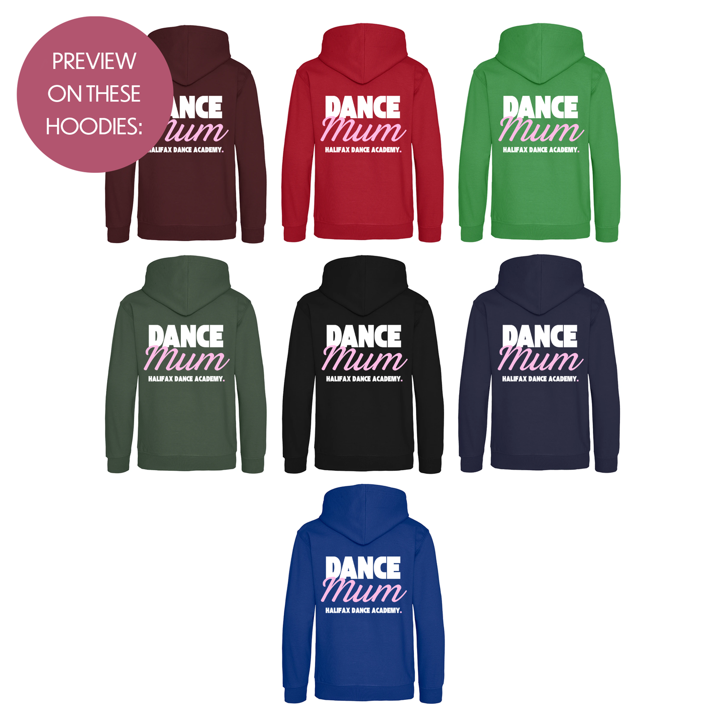 Personalised Dance Mum Dad Hoodie - Customised Unisex Adults Dancing Support Pullover - Varsity Style Competition Jumper