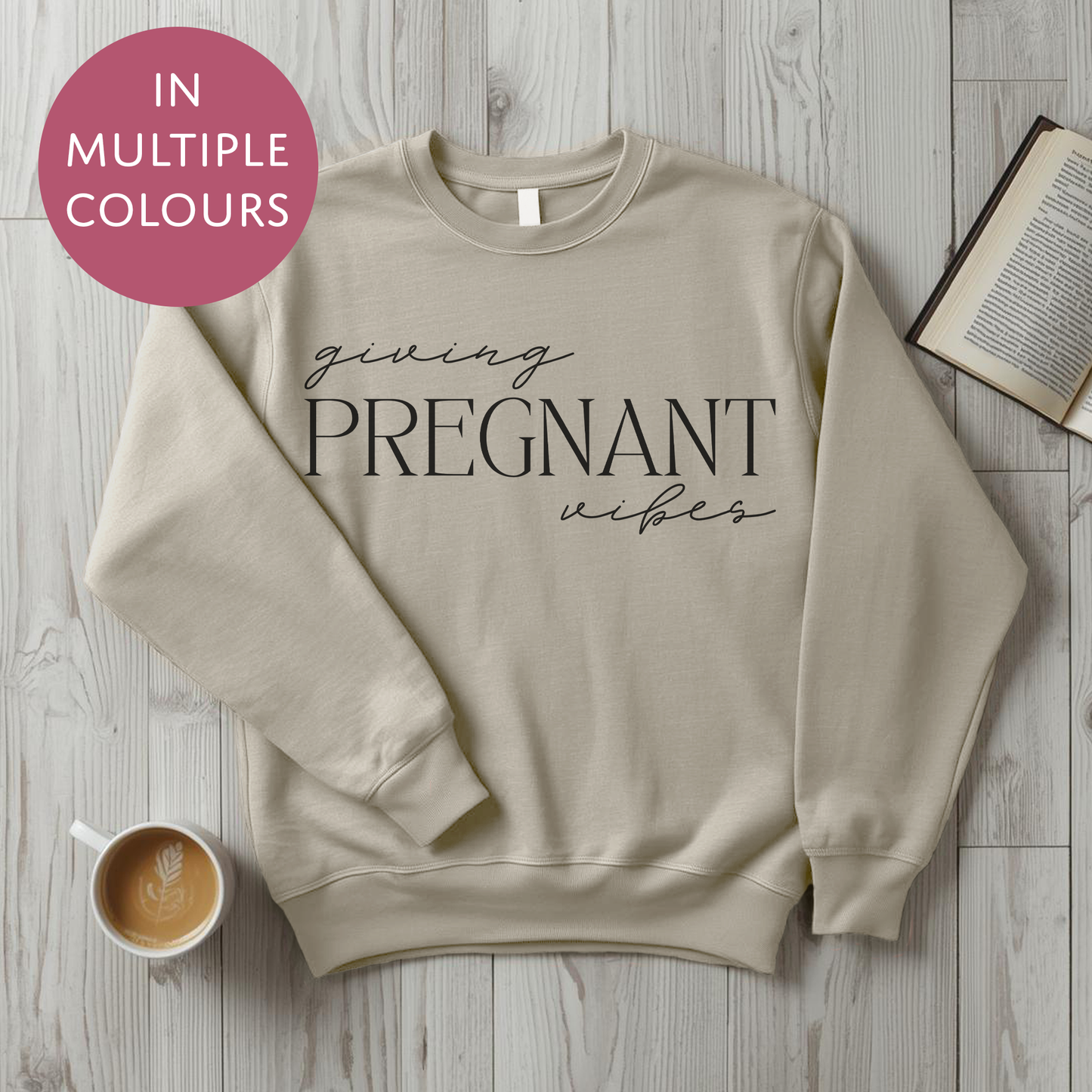 Giving Pregnant Vibes Sweater - Baby Shower Announcement Gift - Custom Mothers Day Jumper