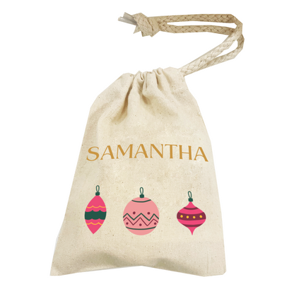 Personalised Christmas Money Pouch - Custom Festive Coin Bag - Holiday Gift Sack - Add Your Name