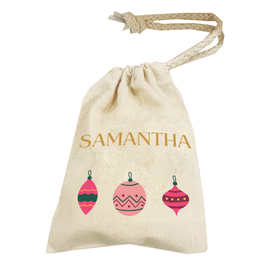 Personalised Christmas Money Pouch - Custom Festive Coin Bag - Holiday Gift Sack - Add Your Name