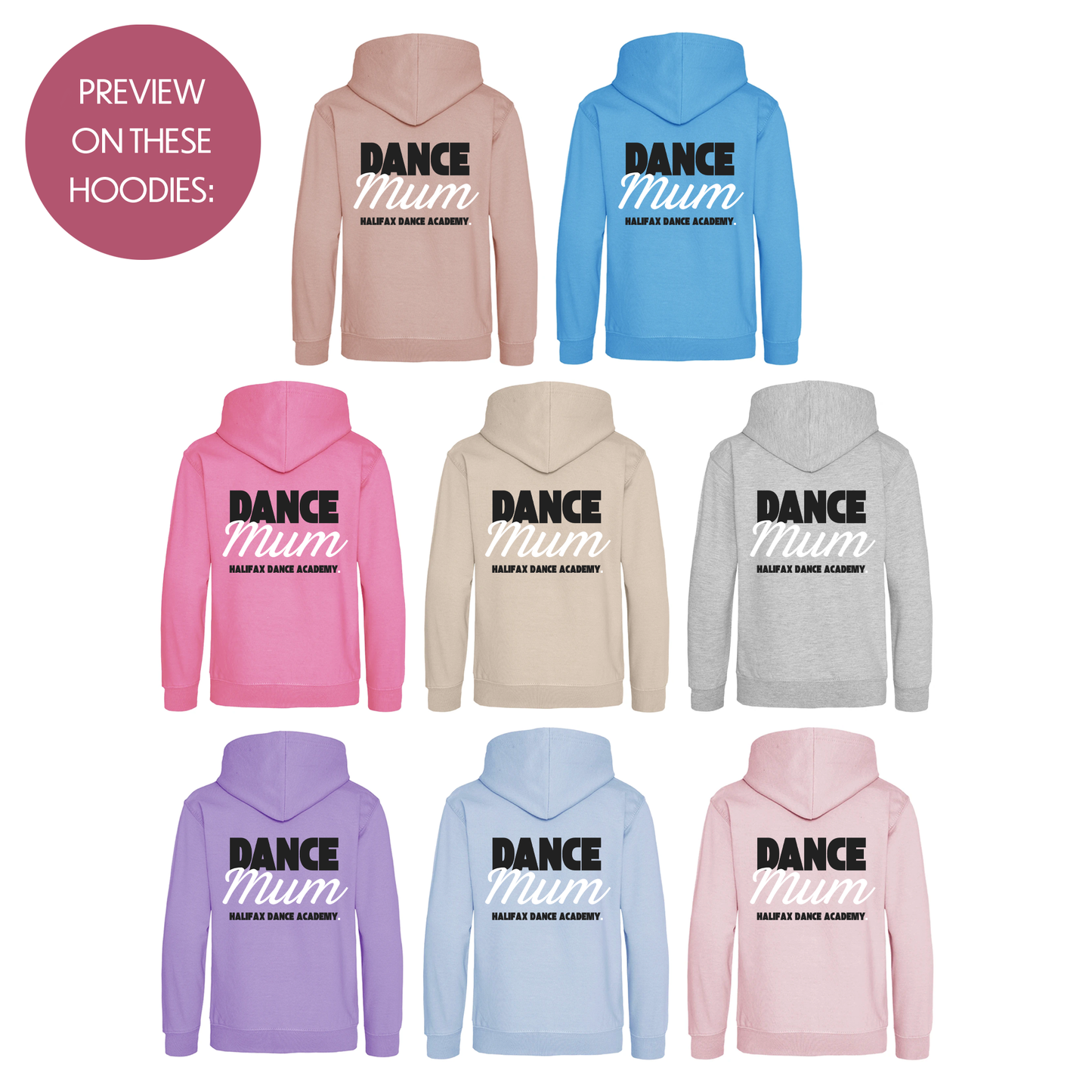 Personalised Dance Mum Dad Hoodie - Customised Unisex Adults Dancing Support Pullover - Varsity Style Competition Jumper