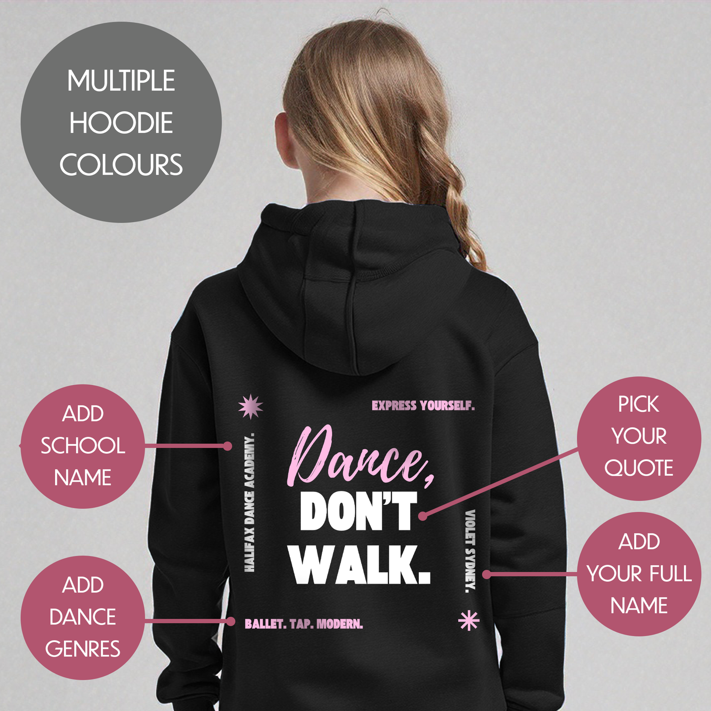 Personalised Dance Quote Hoodie - Customised Unisex Kids Dancing Pullover - Stylish Competition Jumper
