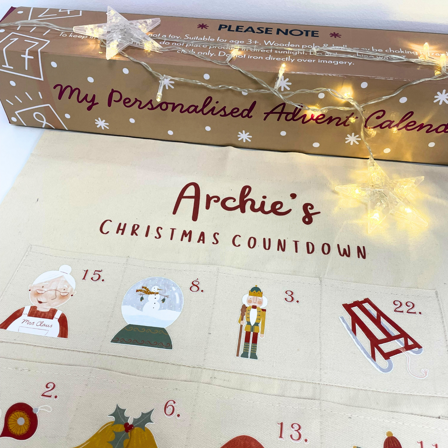 Personalised Fabric Christmas Advent Calendar - Countdown