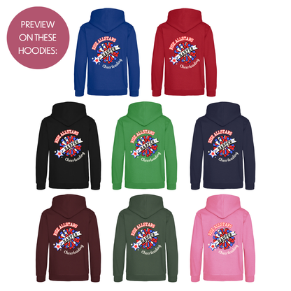 Personalised Cheerleading Hoodie - Customised Unisex Kids Cheer Pullover - Varsity Style Competition Jumper