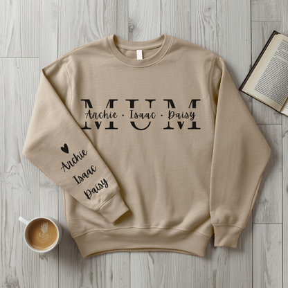 Personalised Mum Sweater with Kids Names - Custom Mothers Day Jumper