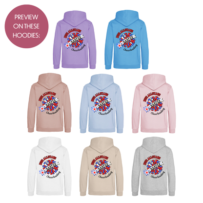 Personalised Cheerleading Hoodie - Customised Unisex Kids Cheer Pullover - Varsity Style Competition Jumper