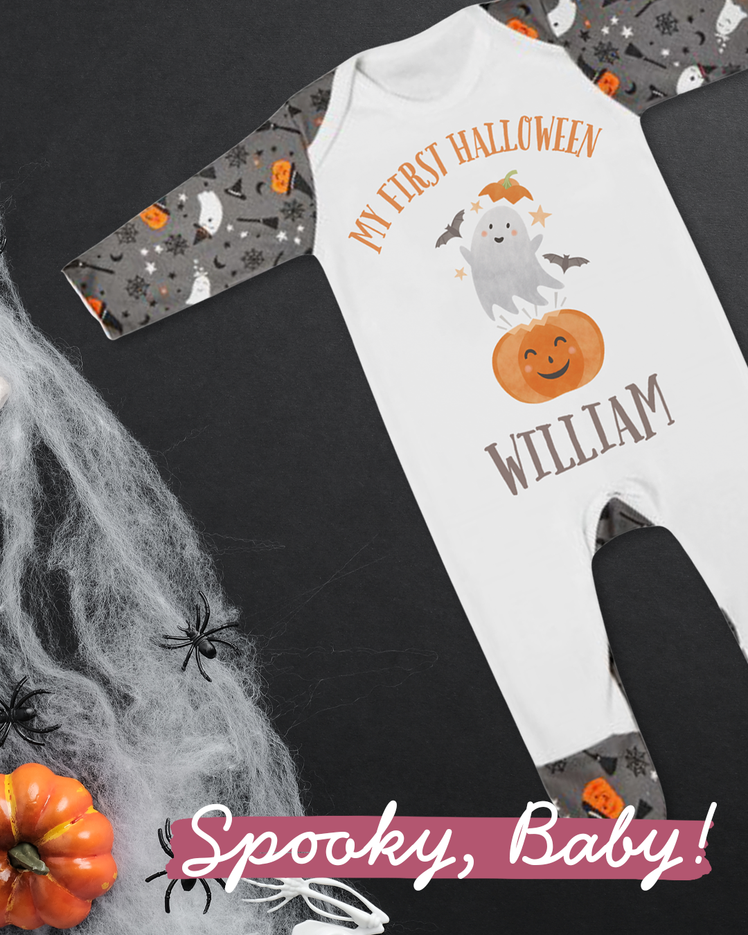 Personalised My First Halloween Babygrow - Cute Spooky Season Romper For Baby - 100% Cotton
