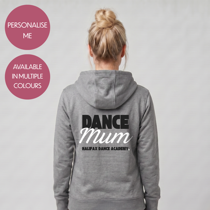 Personalised Dance Mum Dad Hoodie - Customised Unisex Adults Dancing Support Pullover - Varsity Style Competition Jumper
