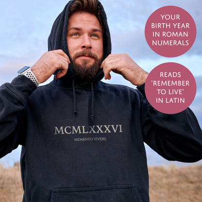 Roman Numerals Birth Year - Personalised Hoodie