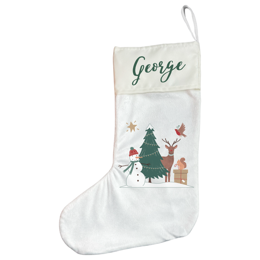 Personalised Forest Theme Christmas Stocking